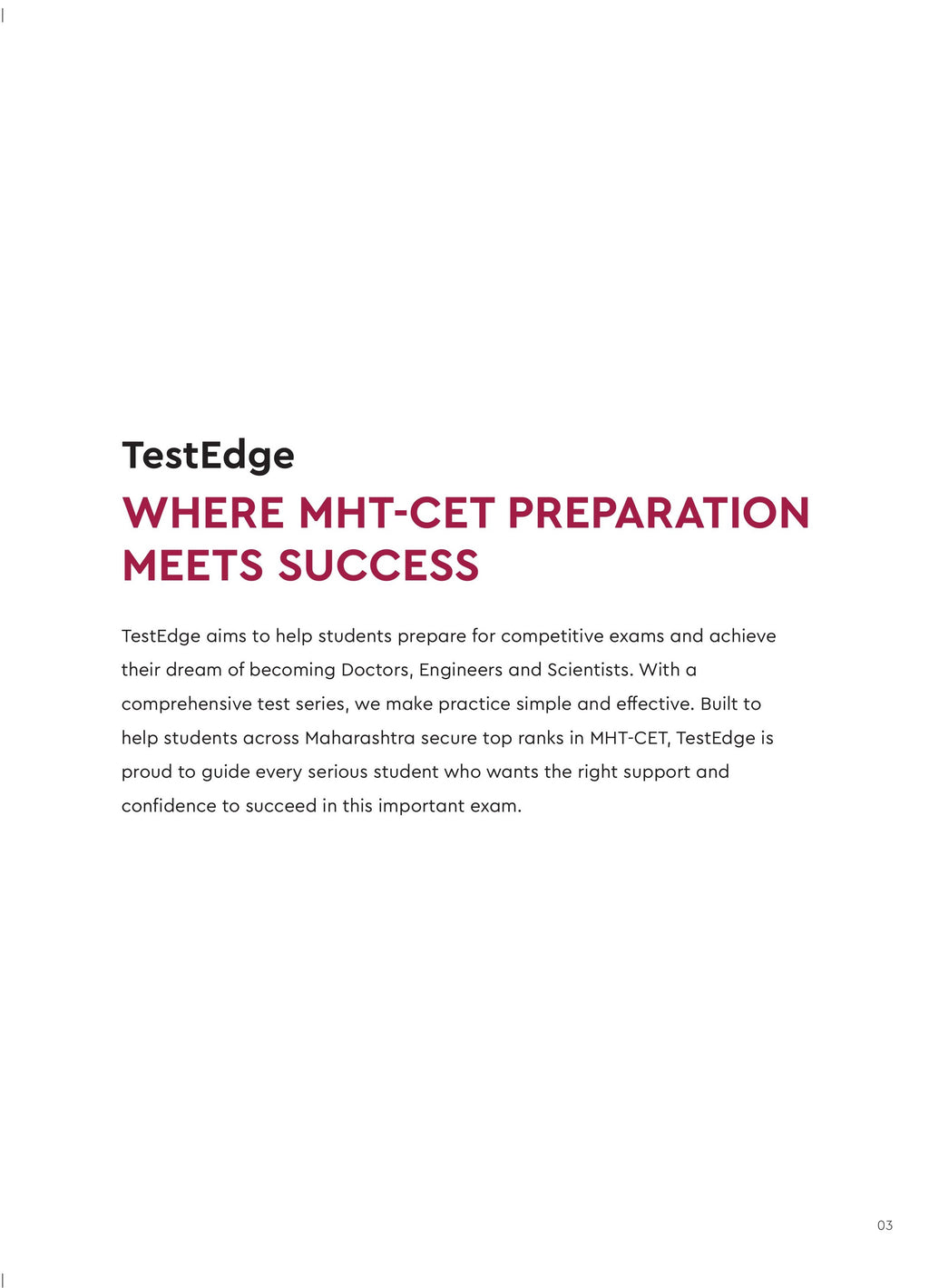TS HIT HIGH INTENSITY TESTS : MHT CET ONLINE