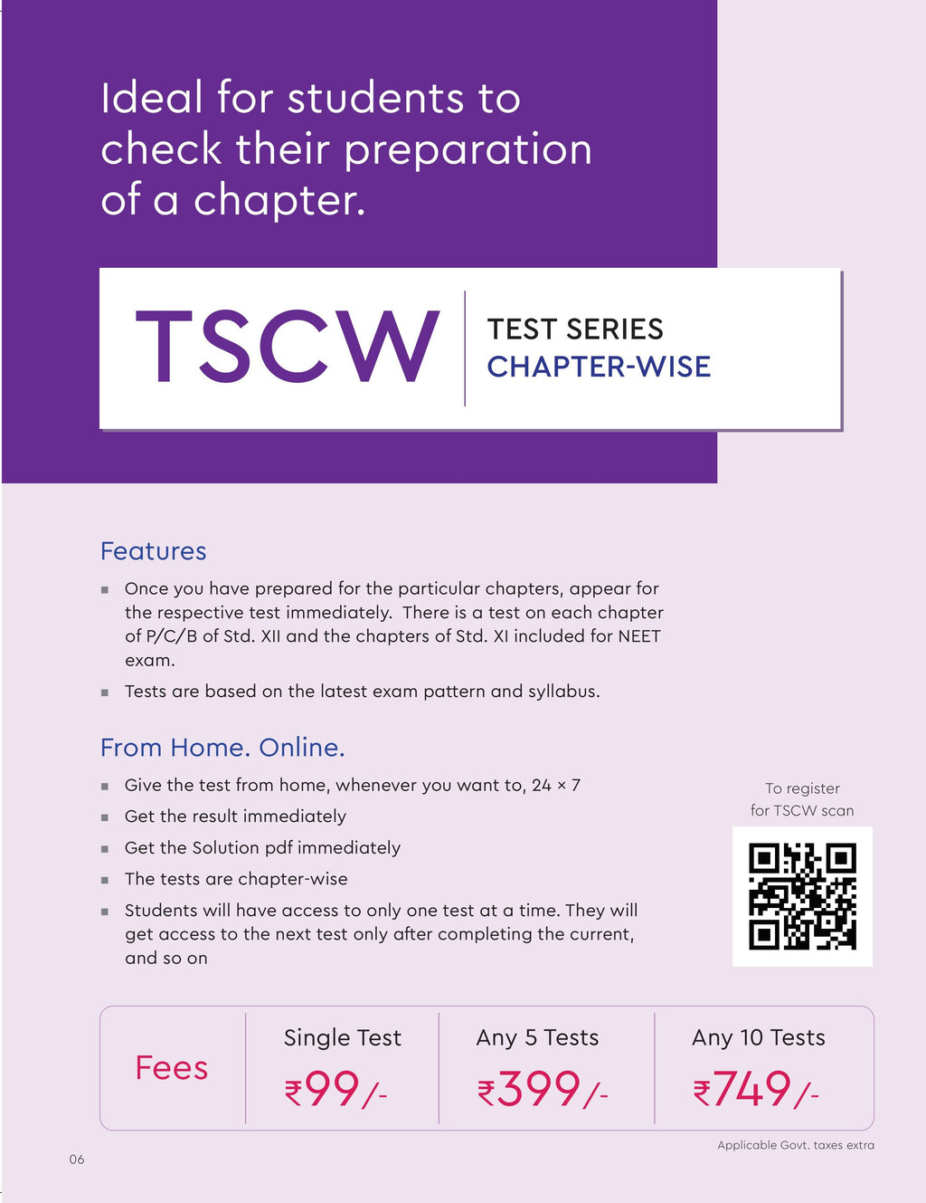 TSCW - TEST SERIES CHAPTER WISE NEET UG ONLINE